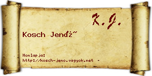 Kosch Jenő névjegykártya